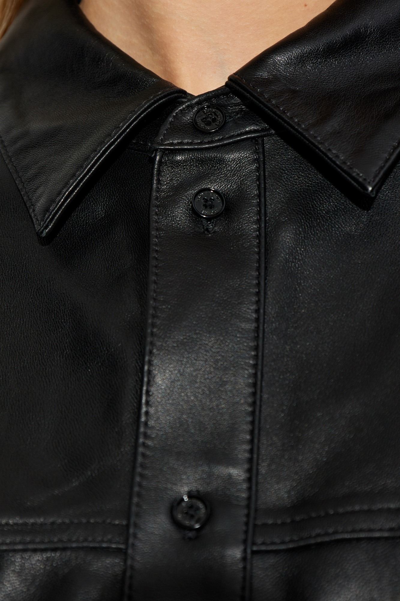 即完売Leather like shirt JK/ジャケット SHINYAKOZUKA [ MAC SHIRT-ISH JK ] BLACK | ロイド・エフ